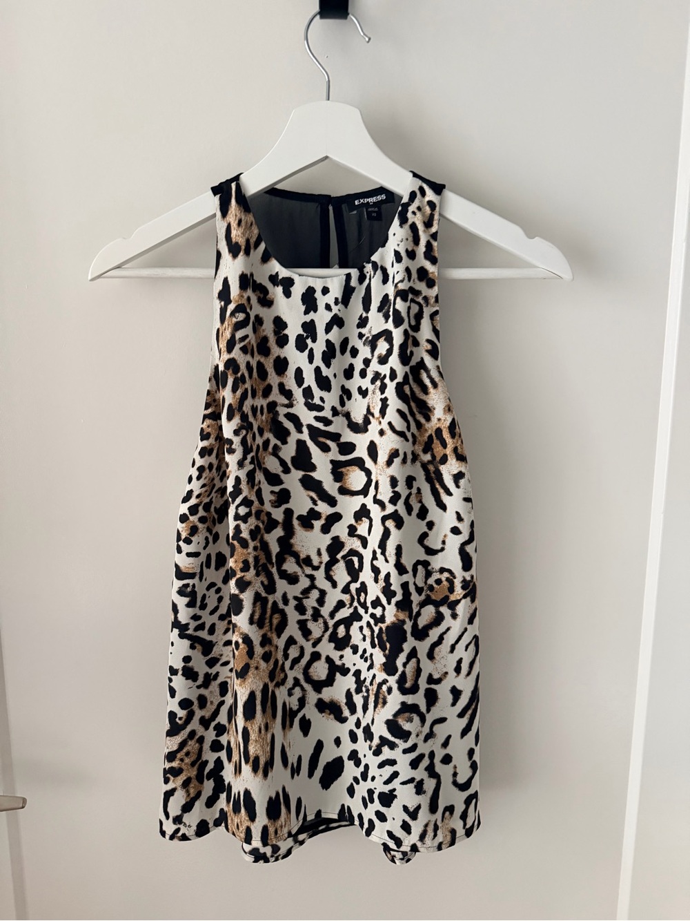 Express Leopard Print Mini Dress in White and Brown